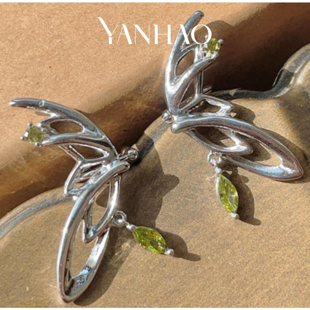 Retro Green Zircon Butterfly Fairy Earrings AE8450