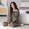 Woven cotton gauze pajamas women's spring and autumn pure cotton long-sleeved women's spring and summer cotton thickened loungewear set