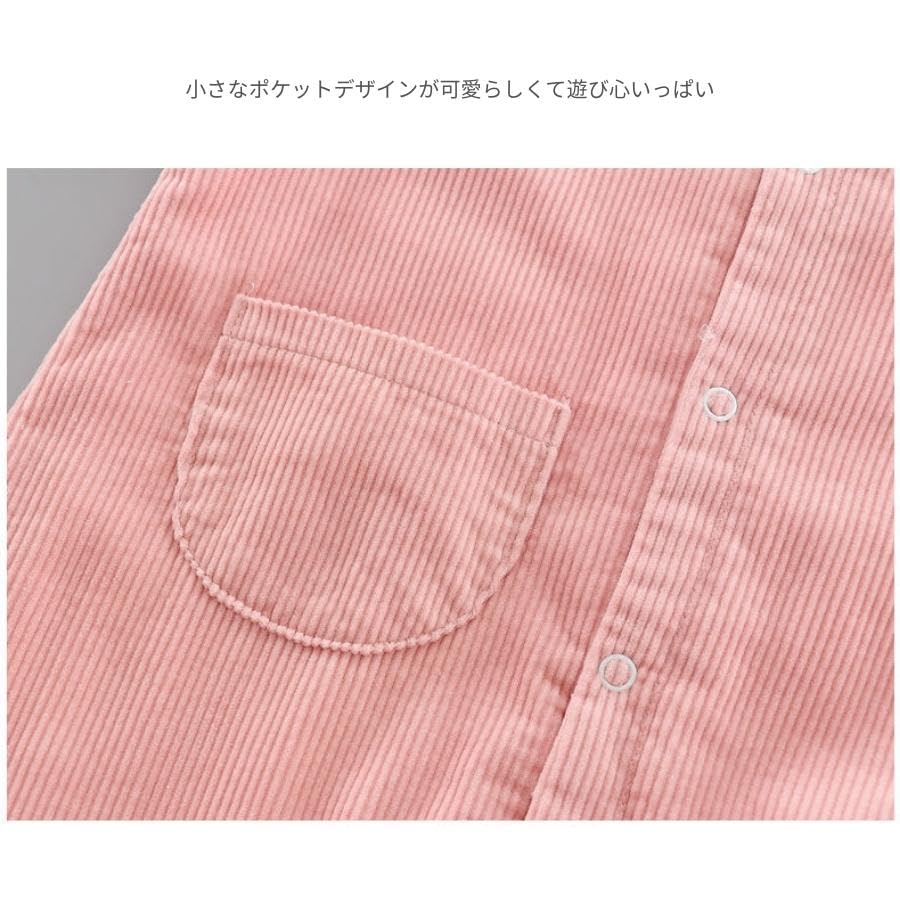 Soft Corduroy Angel Pattern Romper Jumpsuit Korean Clothing Fashionable Infant Kids Baby Clothing 60cm 70cm 80cm 90cm [EnDast] Children's (66, Pink)