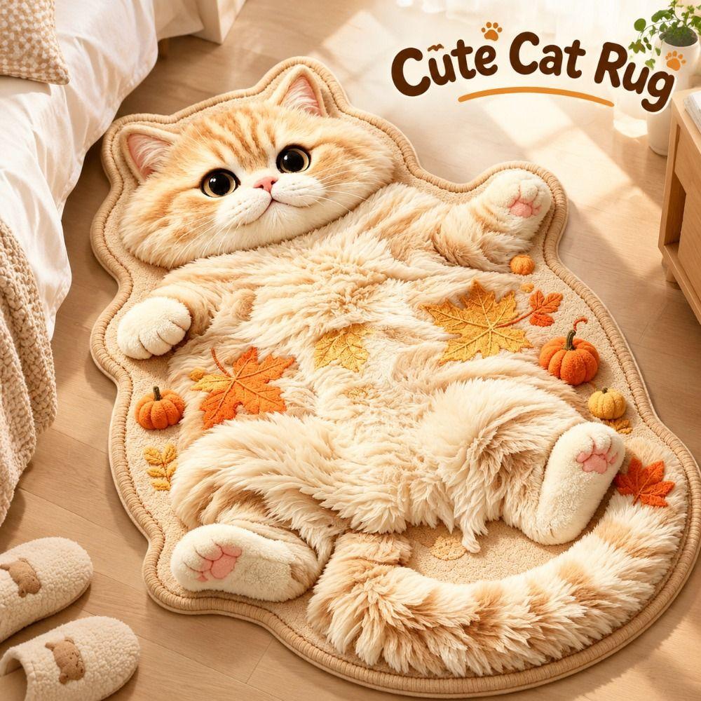 Anti-fouling Cat-Shaped Area Rug Non-Slip Cartoon Carpet Cute Home Decor Carpet  Living Rooms