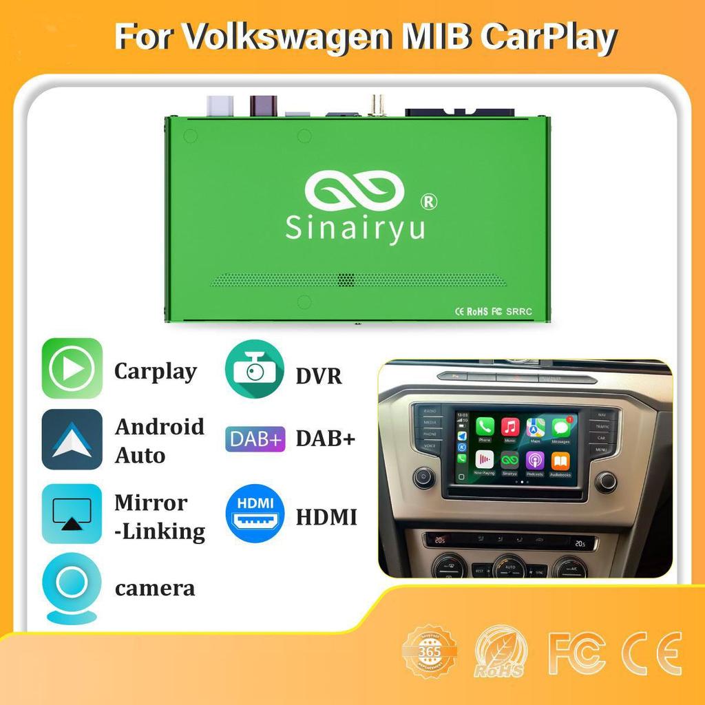Sinairyu Wireless CarPlay Android Auto DAB DVR HDMI Compatible For Volkswagen Golf Skoda Seat MIB System Mirror Link