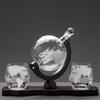 850ml Globe Decanter with Cup and Wooden Stand - Transparent Whiskey Bottle, New Model