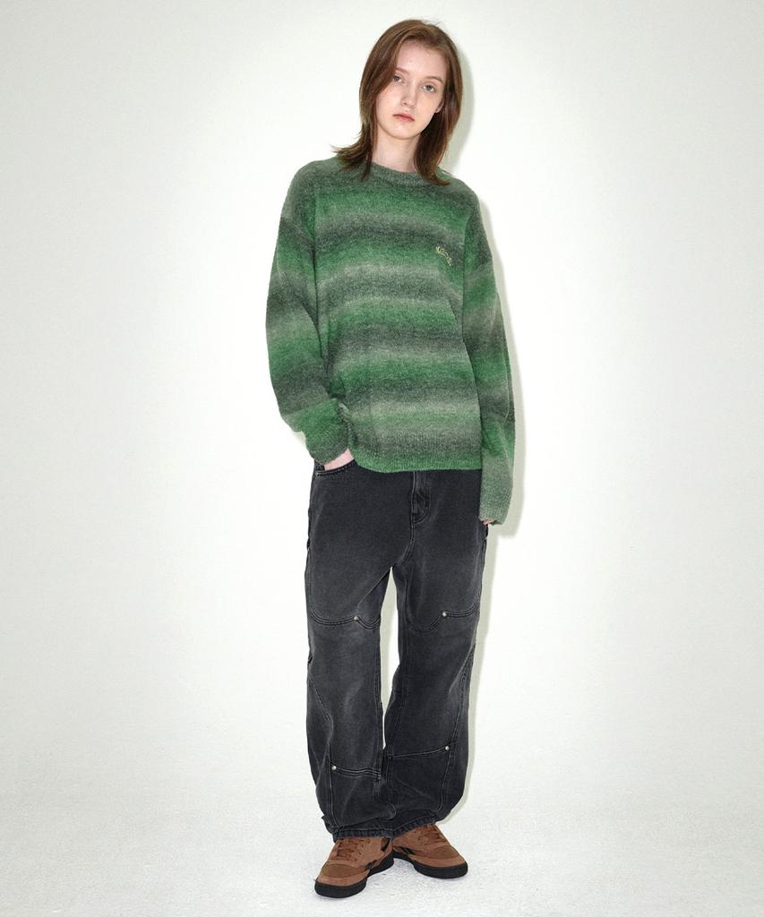 MAHAGRID Varsity Logo Gradation Knit Sweater Green(Mg2Efmk606A)