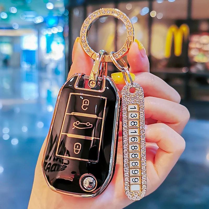 Styling Mouldings TPU Car Key Case Cover Protect Shell Bag For Peugeot 208 107 206 306 307 308 2008 3008 4008 5008 RCZ Citroen C