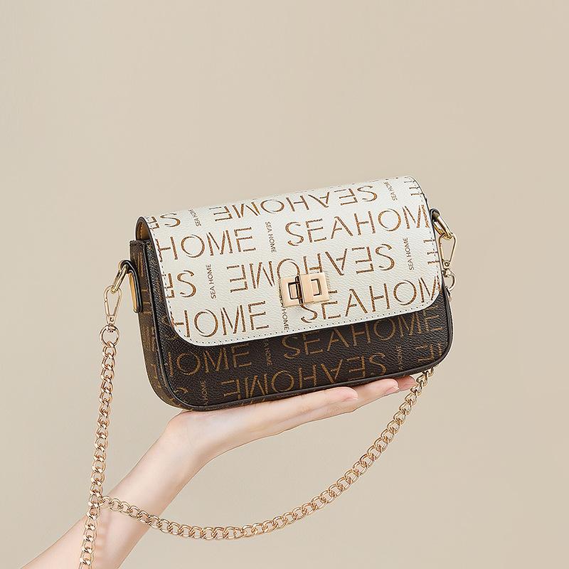 

Bag Women s Versatile Shoulder Bag New Temperament Fashion Casual Messenger Bag European and American Temperament Chain Small Square Bag
