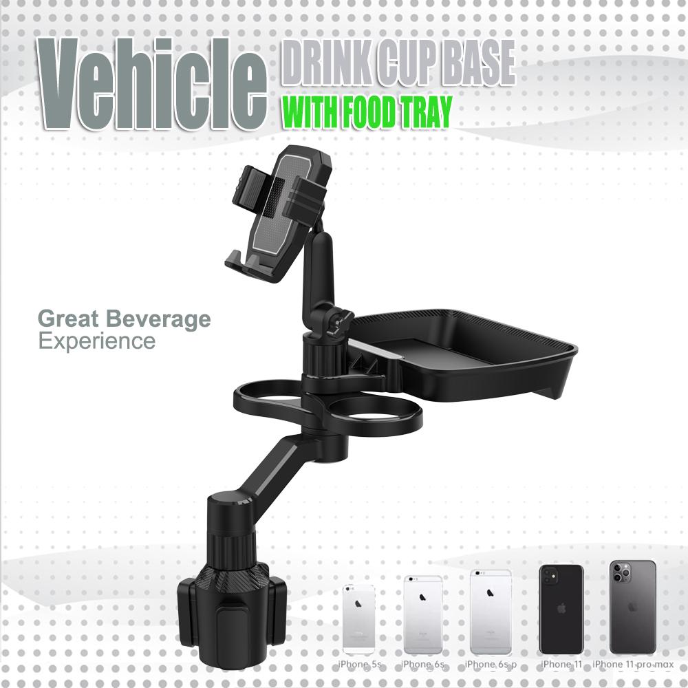 

Cell Phone Cup Holder Detachable Car Cup Holder Expander 360 Degree Rotation Car Cup Holder Tray With Solid Base & Phone Slot чорний