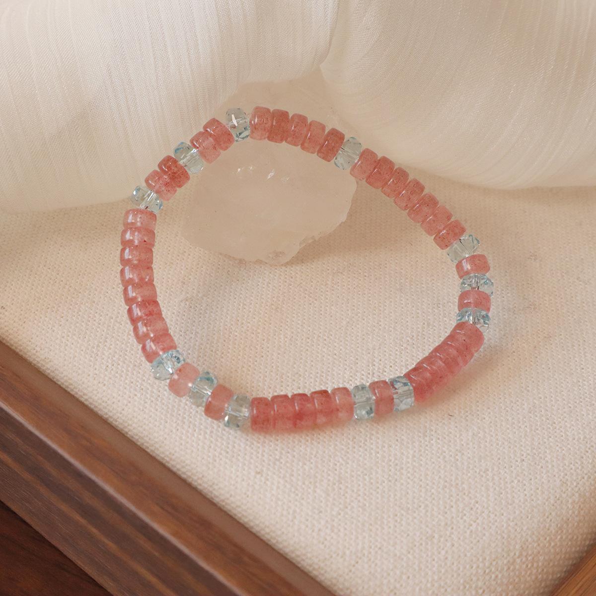 Natural crystal bracelet strawberry crystal beaded bracelet Bangles Women Fashion Jewelry accessories Gift
