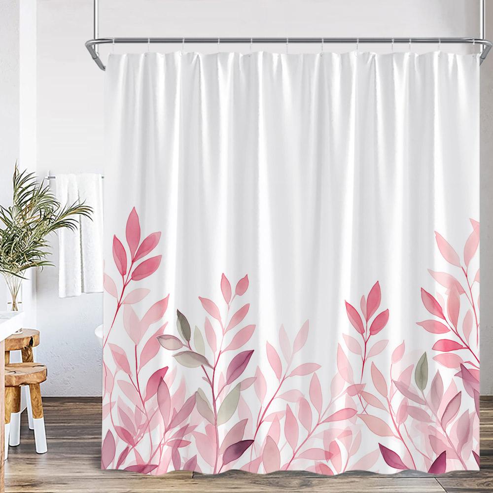 Watercolor Floral Shower Curtain Colorful Flower Green Blue Teal Plant Botanical Bathroom Decor Polyester Bath Curtain with Hook