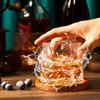 Crystal Whiskey Cup Set with Bamboo Coaster Gift Box Transparent  2 Pack 10 oz