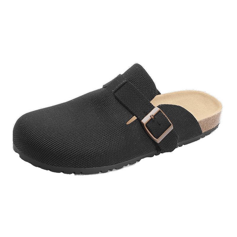 Létající pletení poloviční přetahování pletení s plochým dnem pohodlné pletení ležérní jednonášlapná taška hlava dámské pantofle