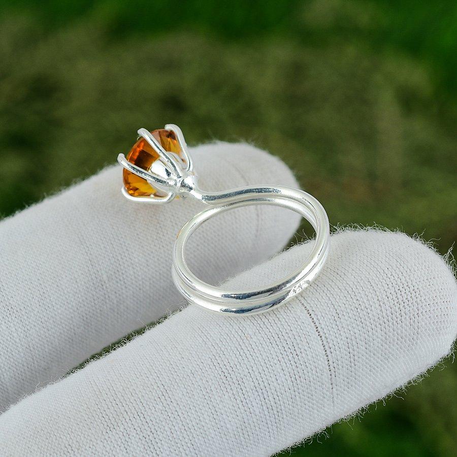 Friendship Day Deal Citrine Gemstone Sterling Silver Statement Wife Ring Jewelry