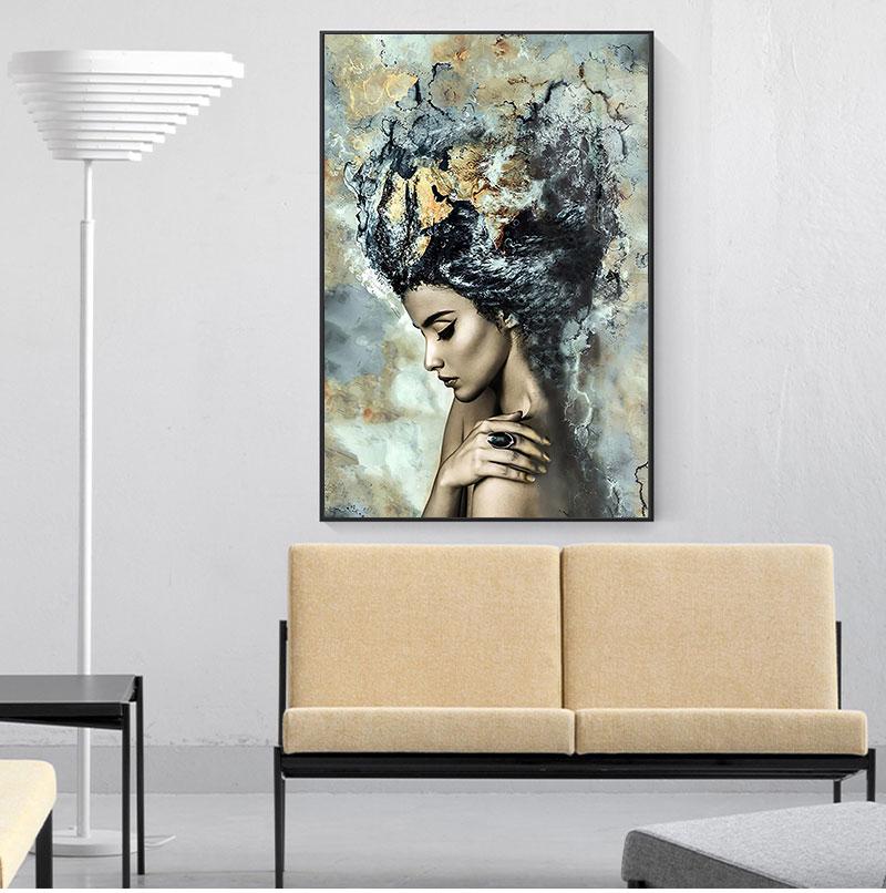 Creative Abstract Modern Art Woman Portrait Watercolor Painting Home Decoration Canvas Painting Wall Art Picture Background Wall Decoration