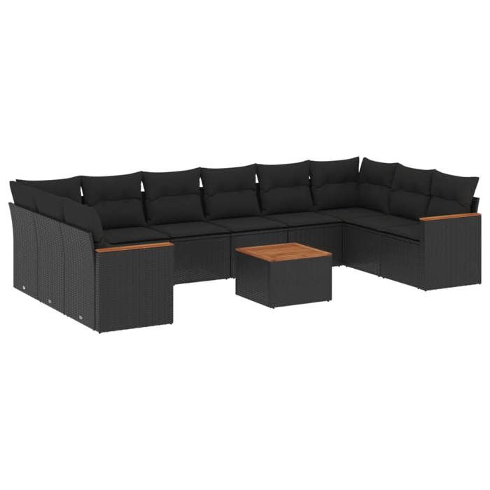 VidaXL Garden Lounge Set with Cushions 11 Pcs, Patio Sofas, Patio Furniture Set, Outdoor Furniture, Black 3226328