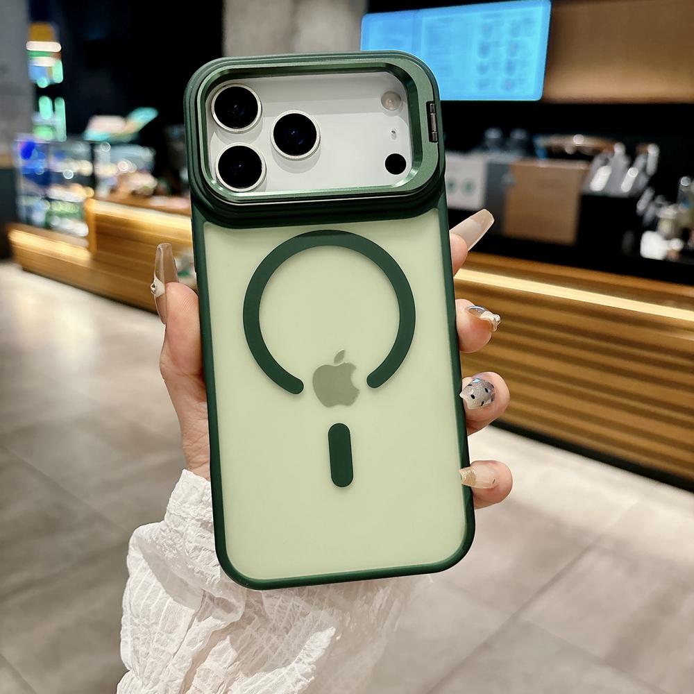 KEYSION Metall-Objektivständer Handyhülle für MagSafe für iPhone 17 Pro Max 17 Air Magnetisch Transparent Matt PC+TPU Stoßfeste Hülle