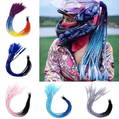 Cola de caballo trenzada de 24 pulgadas para casco de motocicleta, coleta trenzada para mujer, coleta trenzada con ventosa