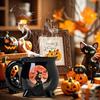 350ml Large Capacity Witch Cup with Handle Pure Black Magic Potion Crucible Mug Halloween Themed Desktop Decoration