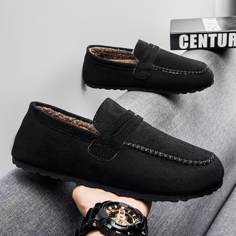 Winter Men's Shoes Velvet Warm Beanie Shoes High Quality Driving Shoes