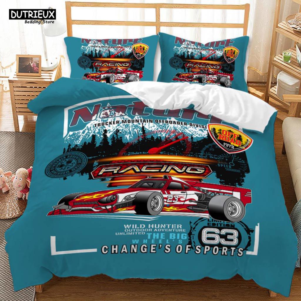 Cool Racing Car Bedding Set New Sports Car Duvet Cover Sets With Pillowcase Double Full King Size Jeep Bed Linen For Teens Boys