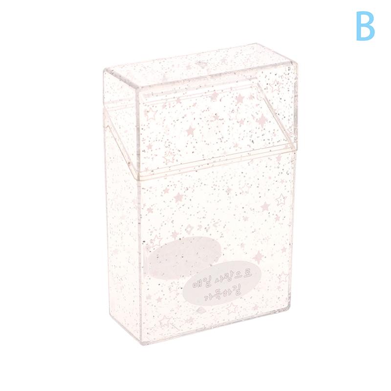 

Ins Sparkling Star Bow Acrylic Photo Card Flip Lid Storage Box Idol Photo Card Box Student Desktop Small Object Organizer Case