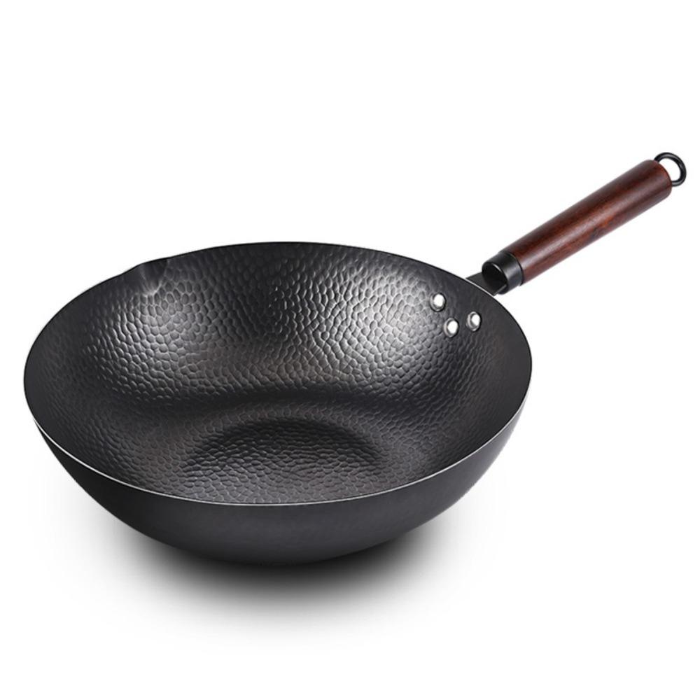 Thickened Chinese Wok Hand-forged Iron Wok Durable Cast Iron Pan  for Gas Induction Cooker