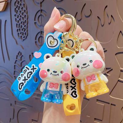 Porte-clés Ours Pomme Verte Poupée Cartoon Personnalisée Porte-clés de Voiture pour Couple Pendentif de Sac Petit Cadeau
