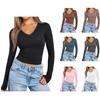 2025 Women's V-Neck Slim Fit Long-Sleeve Milk Silk Base Layer Shirt