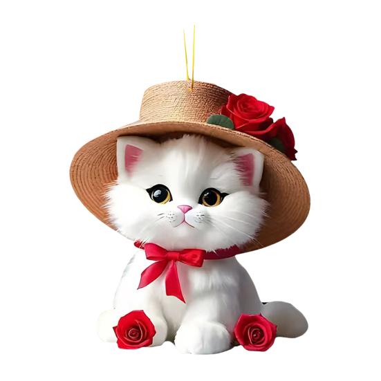 2D Acrylic Christmas Ornament Cute Flat Polar Bear/Octopus/Parrot Animal Car Rear View Mirror Charm Auto Interior Accessories for Window Wall