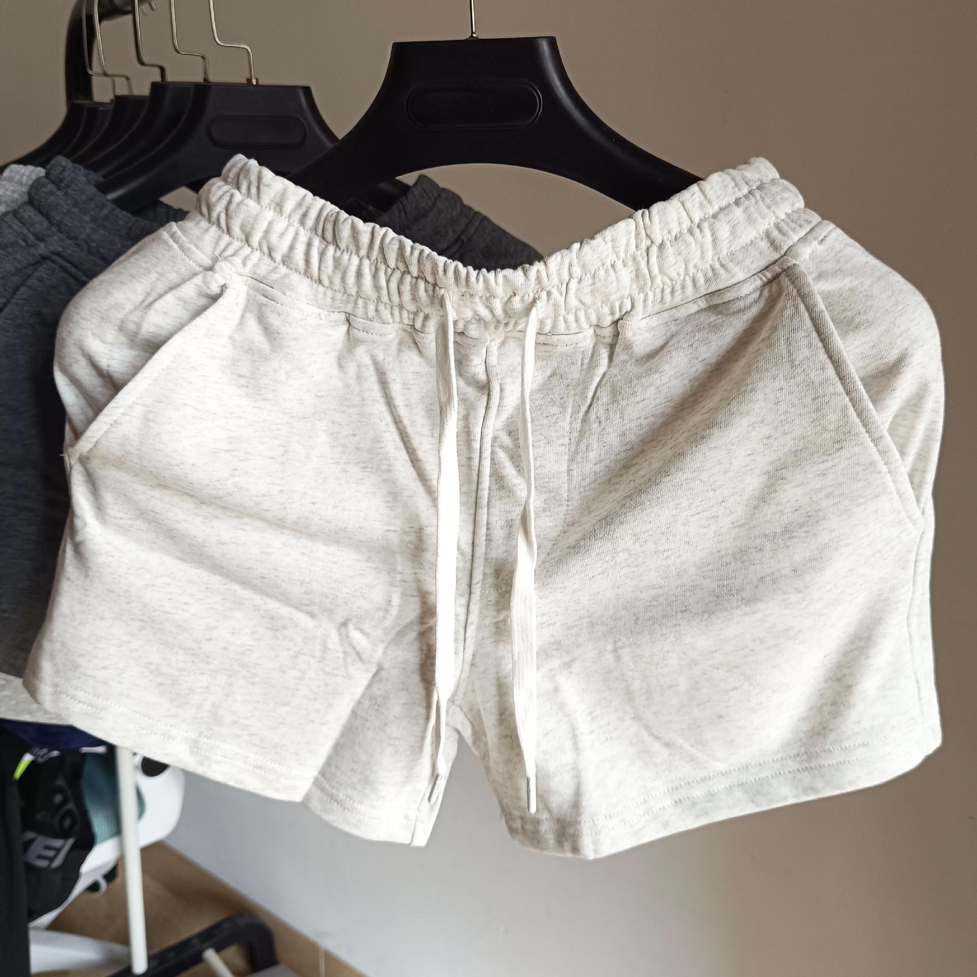 

Solid Color Men s High-Elastic Cotton Running Shorts S покинуть белый