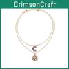 Trendy European Style Star Moon Pendant Necklace For Elegant Layered Looks