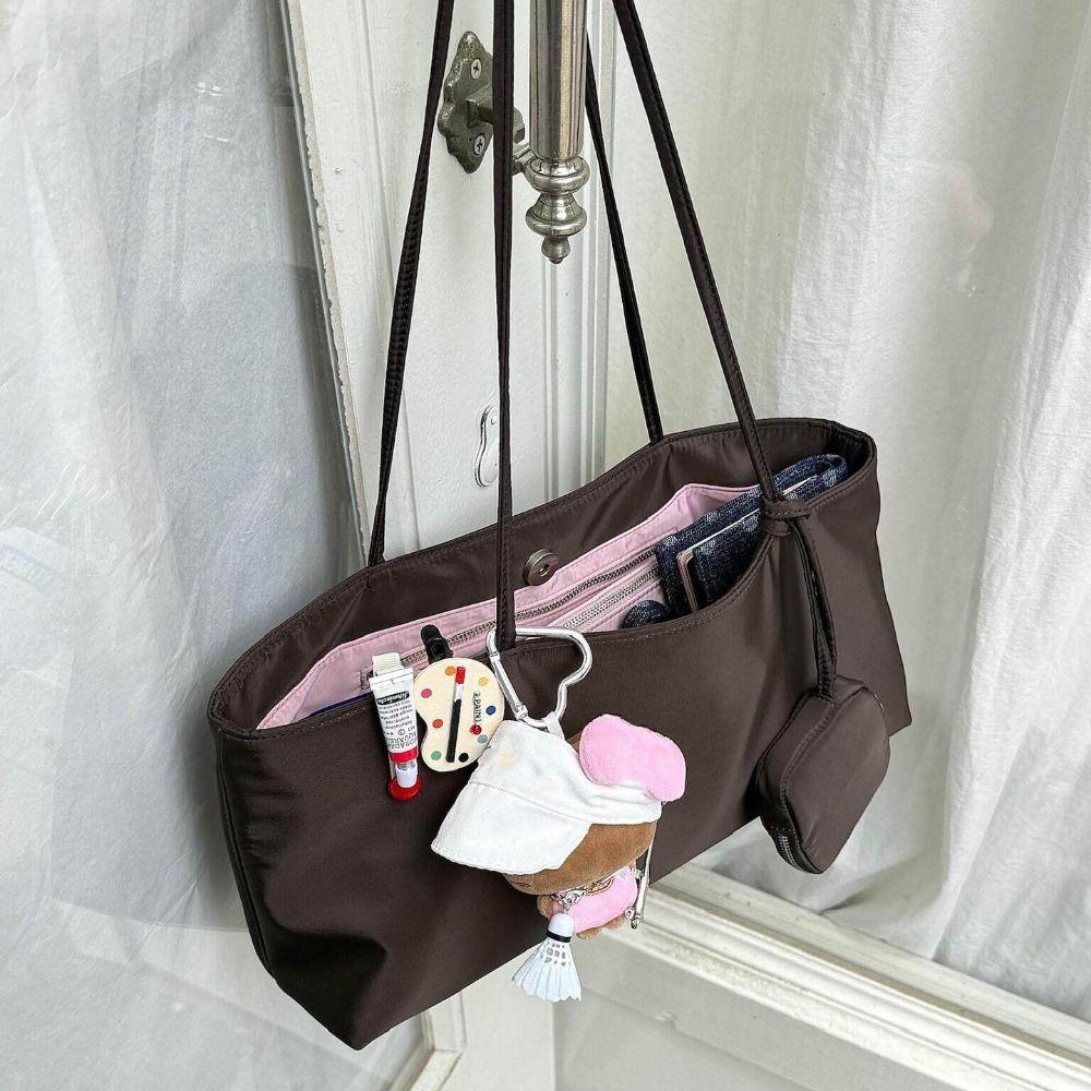 Elegant Nylon Tote Bag Multi-layer Multiple Compartments Handbag Casual Computer Bag Computer Use