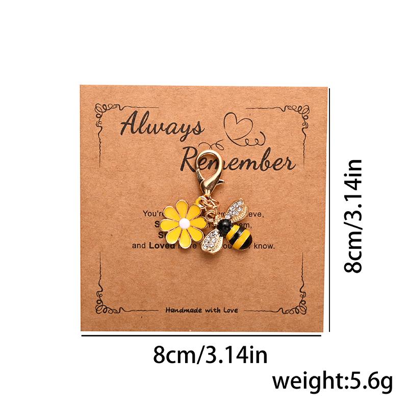 Välsignelsekort Bi Prästkrage Blomma Hänge Väska Nyckelring Prydnad Tillbehör Nyckelring