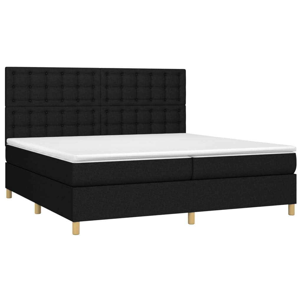 Vidaxl Letto Continentale Con Materasso, Nero, Tessuto, 200X200 Cm