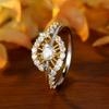 Round White Diamond, Gold Heart, Micro-paved Cubic Zirconia, Sterling Silver S925Ring Fashionable and Elegant Wedding Diamond Ring