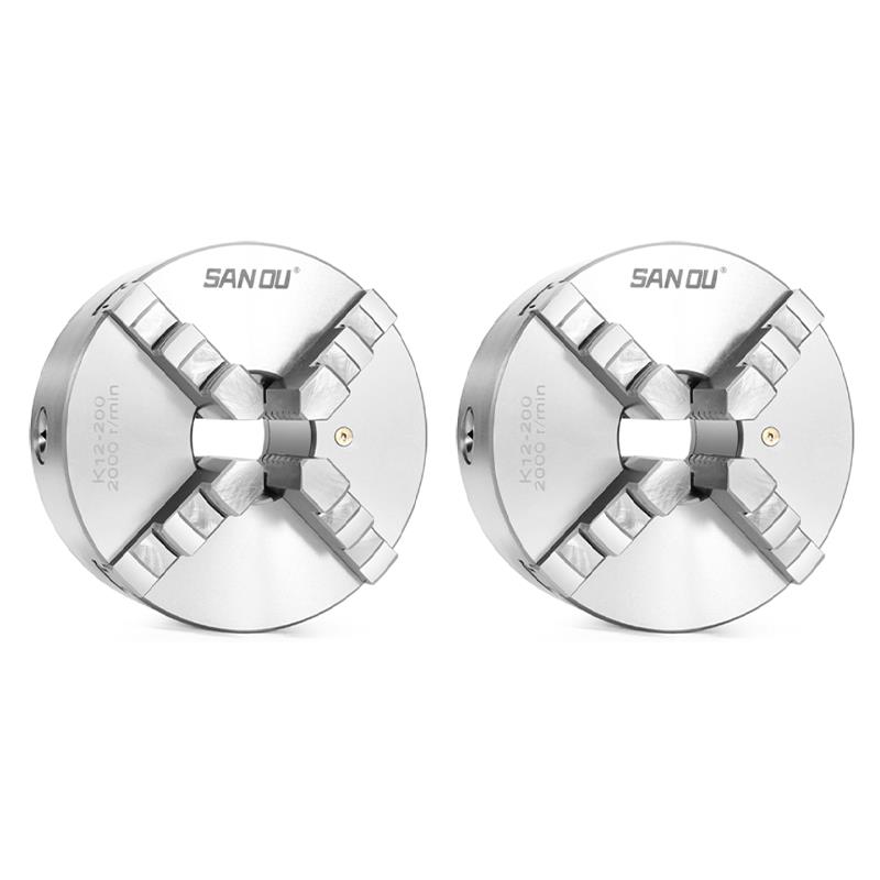 4-Jaw K12-80/100/125/130/160/200/250mm Self-Centering Linkage Lathe Chuck with Chuck Wrench for CNC Rounter Engraving Milling Tire Chucks 1
