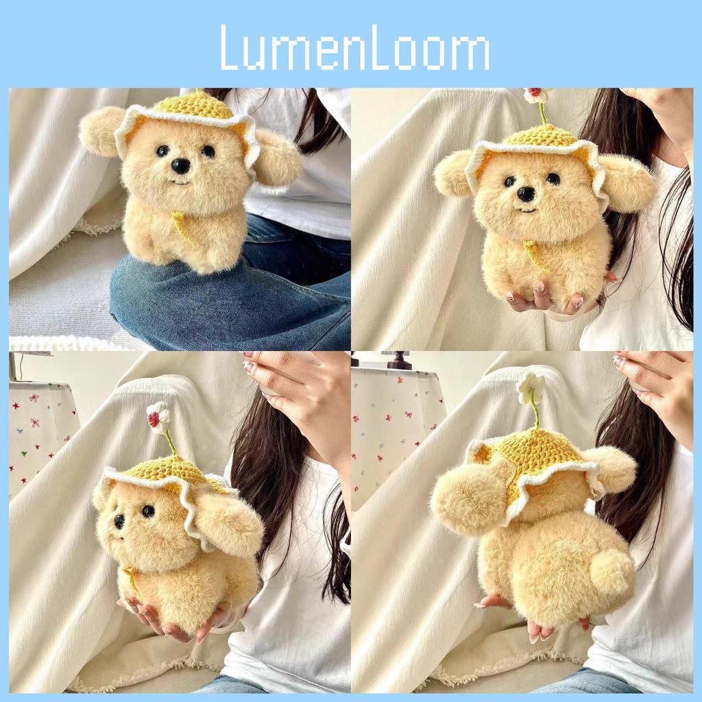 Plush Dog Adorable Toy Stuffed Doll With Summer Hat For Childrens Decor Room
