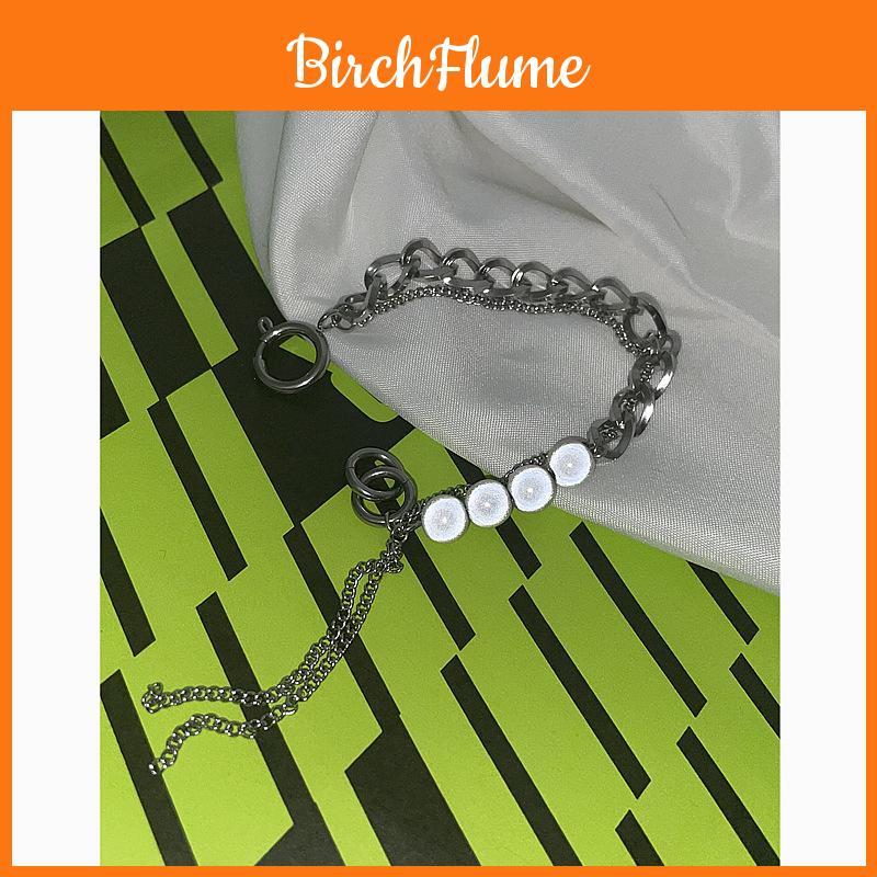 Geometric Reflective Bead Bracelet With Tassels For Unisex Fashion Accessory