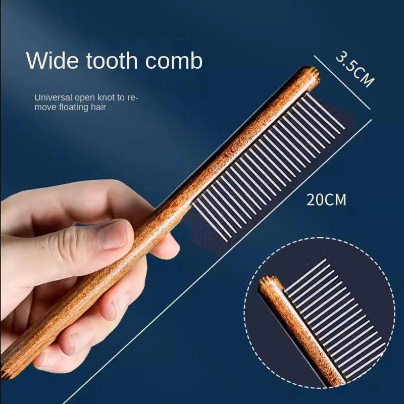 Pet Cats Comb Cats Accessories Stainless Steel Pet Hair Remover Wooden Handle Grooming Solid Dog Brush Cleaning Tools Supplies