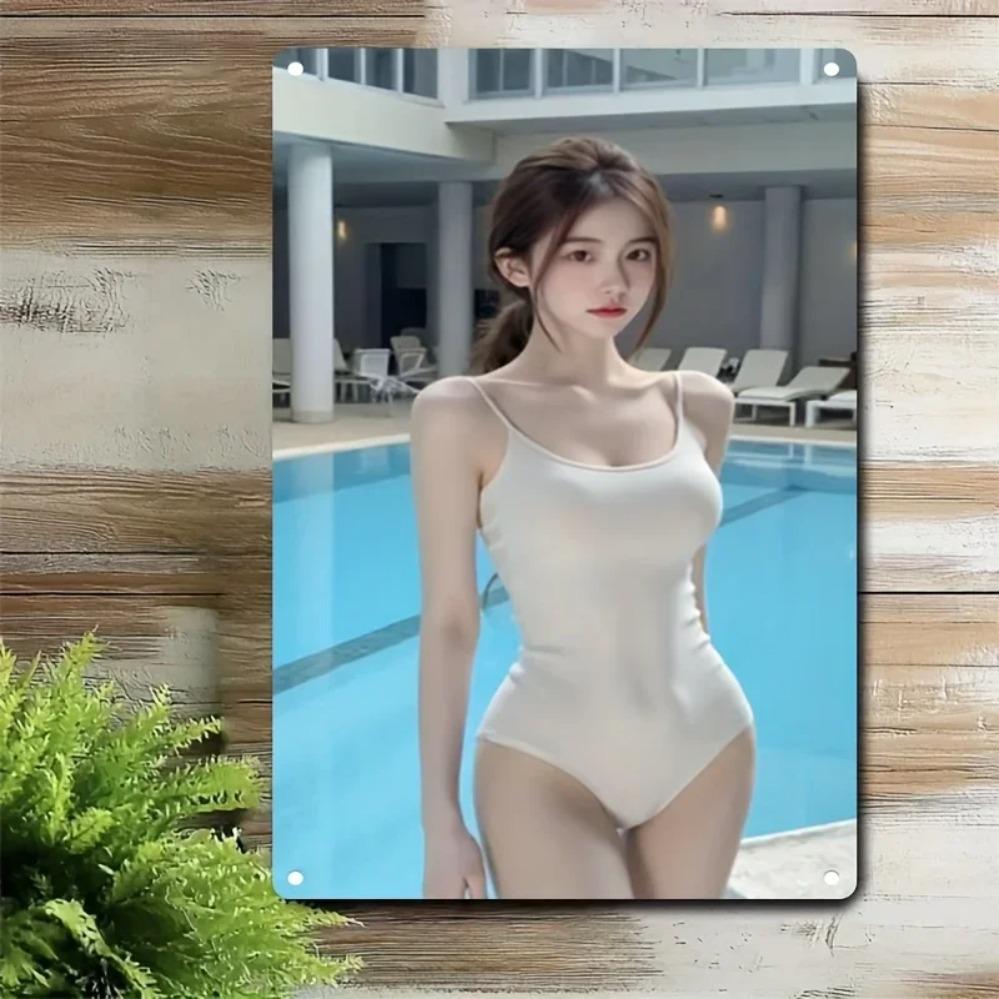 Aliez Metal Wall Art Swimsuit Poster Modern Home Decor Minimalist Bar Sign