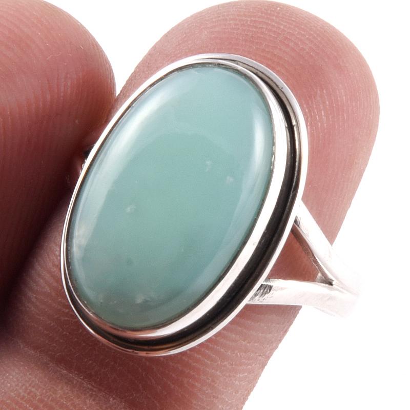 

Кольцо из серебра 925 пробы с натуральным хризопразом ручной работы S.8 K2K86