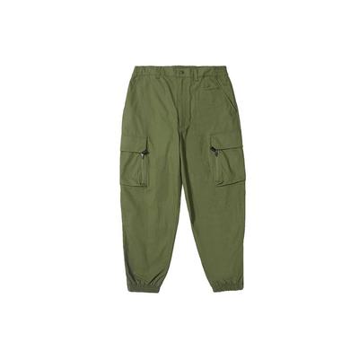 New Era Jednobarevné cargo kalhoty s kapsami, zapínání na zip, s lemy u kotníků, rovný střih, ležérní, unisex, army zelená 12866436