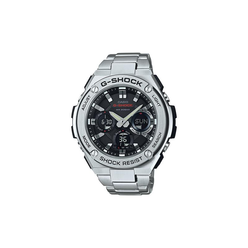 

Casio CASIOG-STEEL series-W disc dual display solar wave dual display watch solar movement stainless steel plastic strap Japanese and GST-W310D-1A серебряный