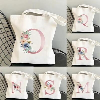 26 Letter Printed Canvas Bag Handbag Large Capacity Fashion Student Shoulder Bag Women