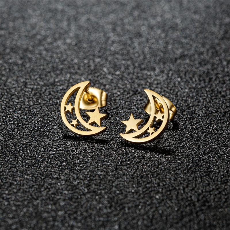 Big Star Earings Punk Stud Earrings Women Minimalist Jewelry Rose Gold Color Stainless Steel Earrings 2024 Piercing Accessories
