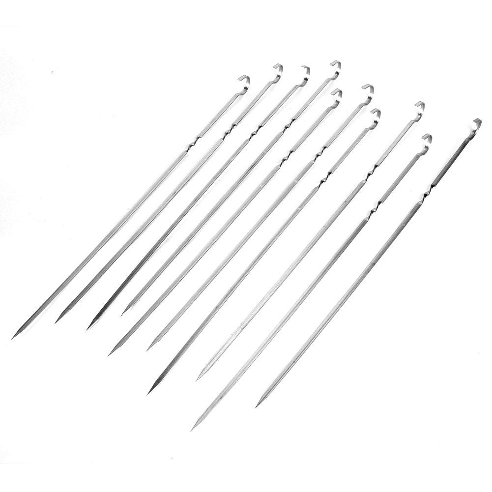 10Pcs Stainless Steel Barbecue Flat Skewer Grilling Tool for Party Outdoor Activities