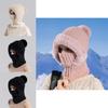 Damen Strickmütze mit Schal und winddichtem Fleece für Winter-Outdoor-Aktivitäten