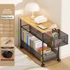 Ultra Narrow Bedside Table, Metal Rolling Cart, Slim Gap Storage Cabinet, 3-Tier Mobile Nightstand with Wheels for Small Space