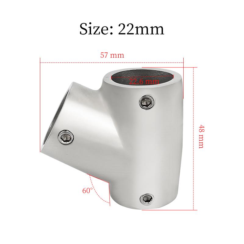 

AndyMarine 316 Stainless Steel Boat Hand Rail Fitting 60 Degree Left T/Tee Heavy Duty for 22/25mm Tube Pipe Marine Hardware 22mm