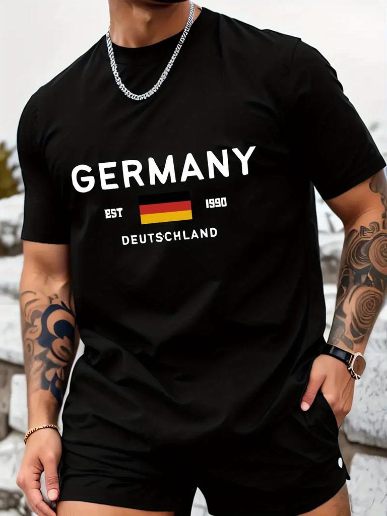 Patriotic German Flag Print 100 Cotton Trendy Men Woment Tshirt Summer Autumn Daily Outdoor Sports Casual Street Shortsleeve
