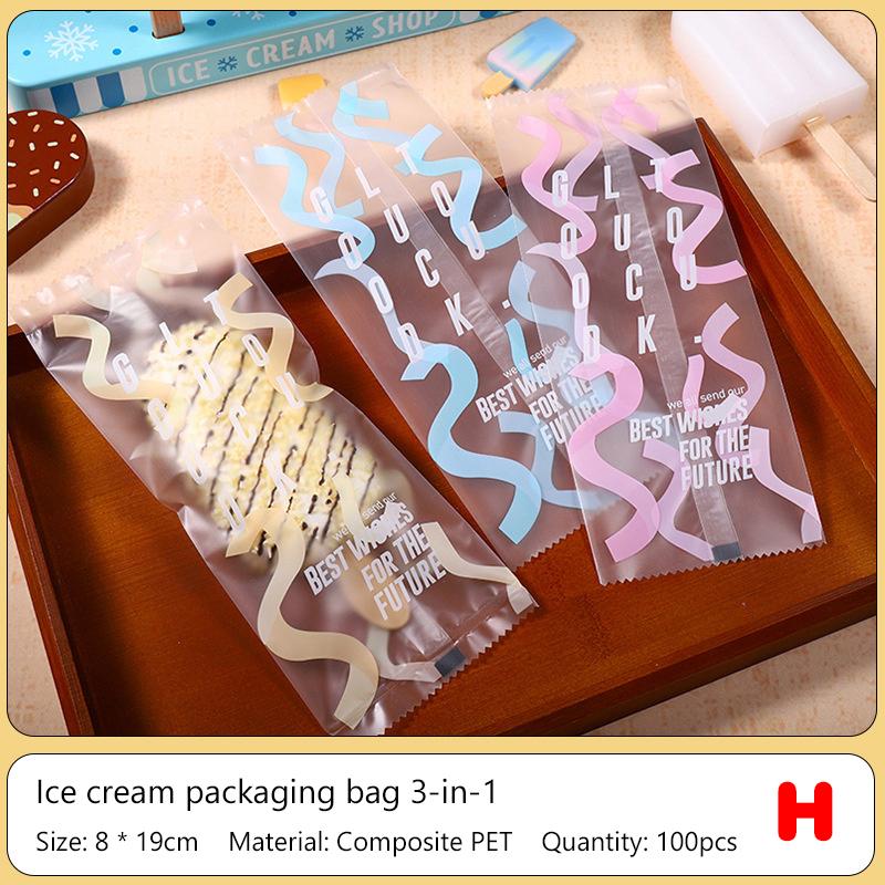 100Pcs Disposable Self Sealing Bag Cartoon Food Grade Ice Cream BagsPopsicle Protective Cover Storage Bag Packing Bag
