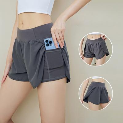 Sommer Damen dünne Anti-Expositions-Seiten-Taschen lockere lässige Lauf-Fitness-Yoga-Shorts